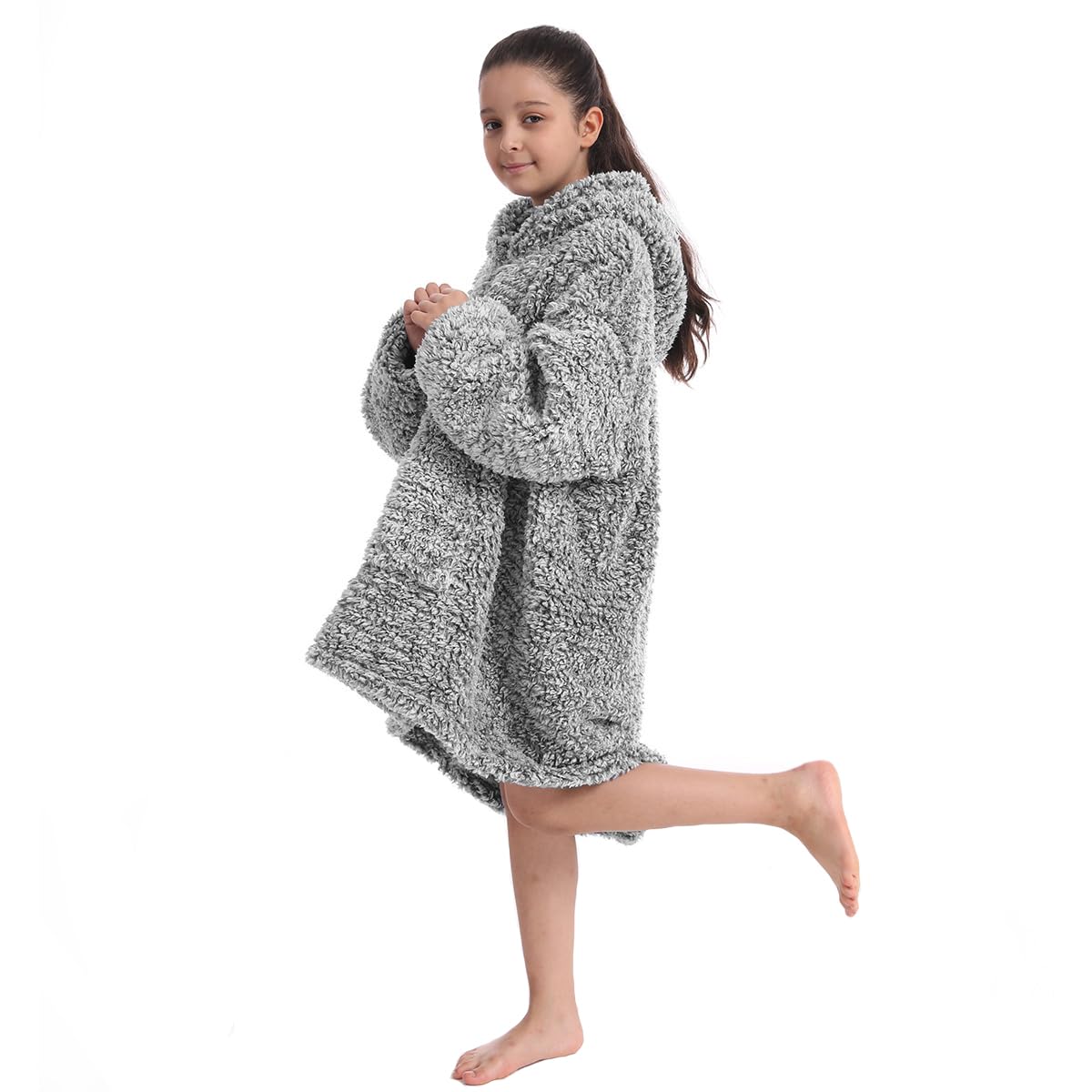 Cozy Sherpa Wearable Blanket Hoodie With Sleeves For Kids Gift Idea,Hooded Snuggle Blanket,Oversized Blanket Sweatshirt,Super Wa